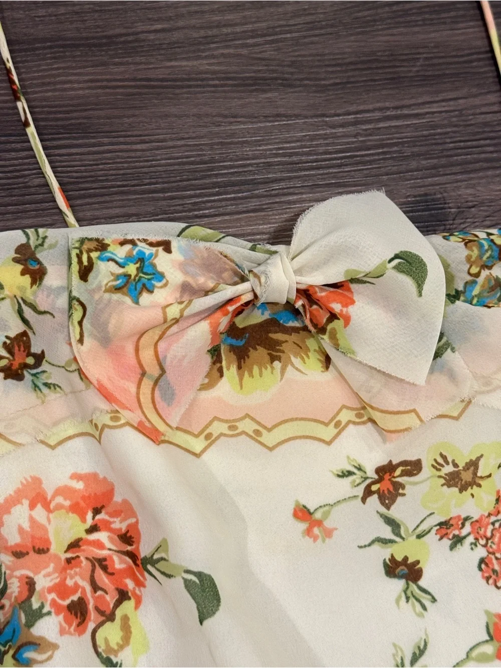FARM Rio Tropical Floral Scarf Border Print Strappy Maxi Dress M Anthropologie - Picture 5 of 11